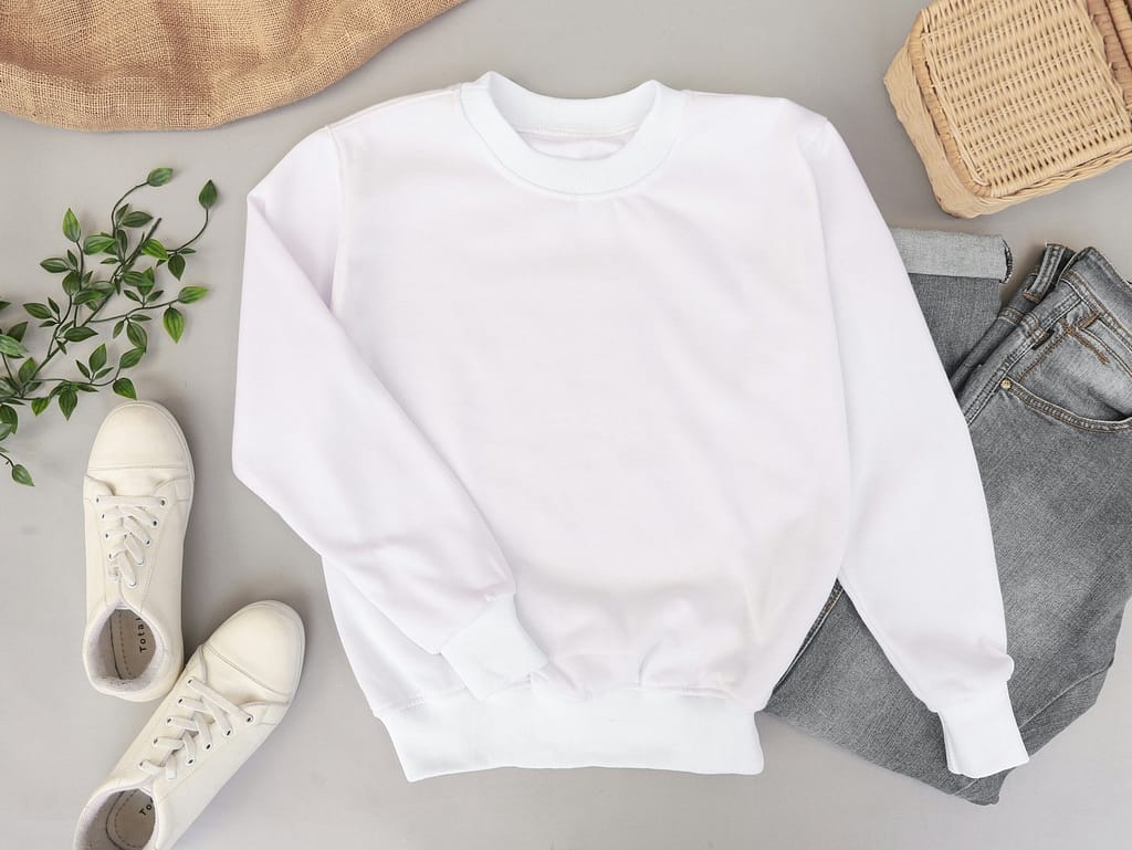 white crew neck long sleeve shirt